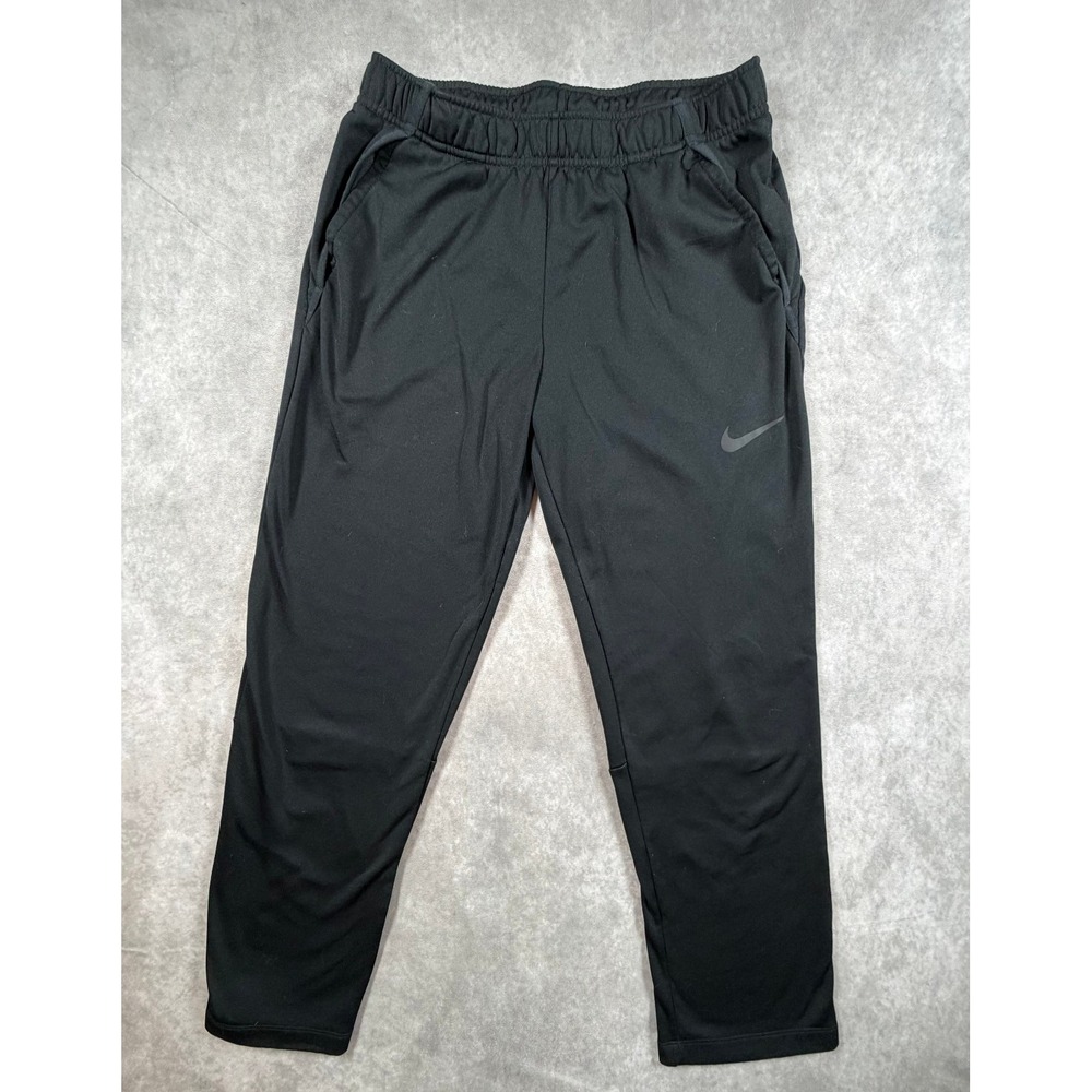 Nike Mens Medium Sweatpants Black Dri Fit Brushed Fleece Open Hem Pants